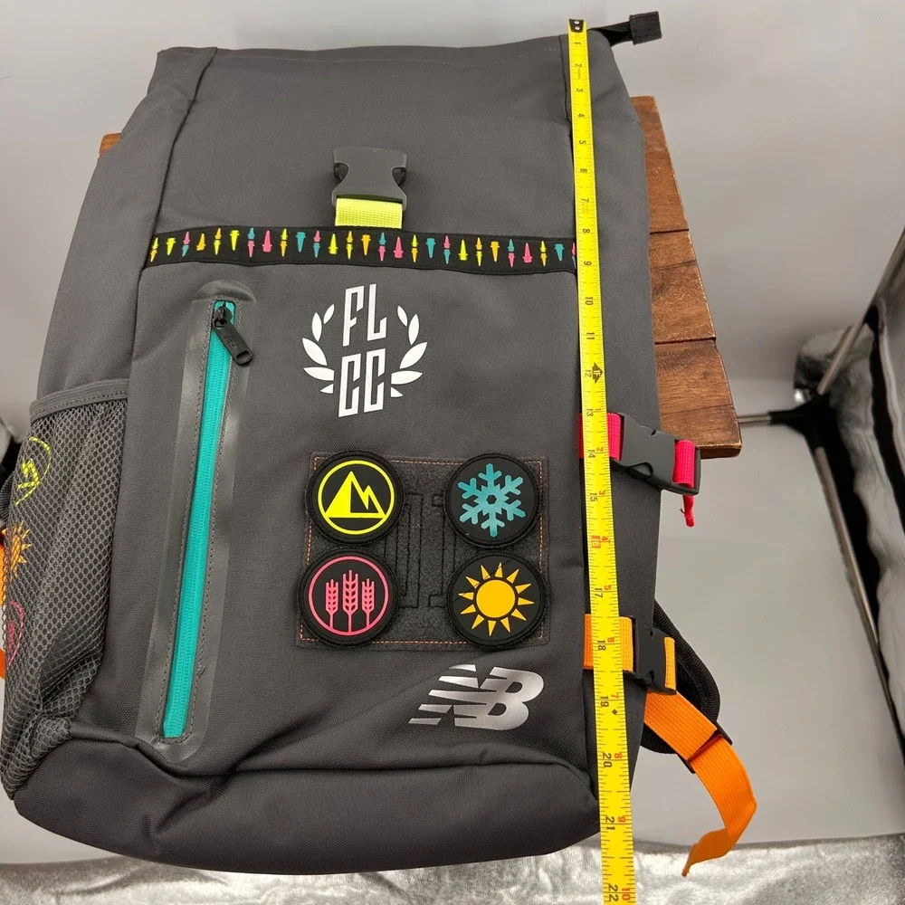 New Balance FLCC Roll Top Backpack Grey Neon Pink Green Orange Laptop Bag